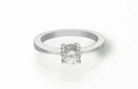 Anillo de compromiso solitario de oro blanco con diamante cuadrado